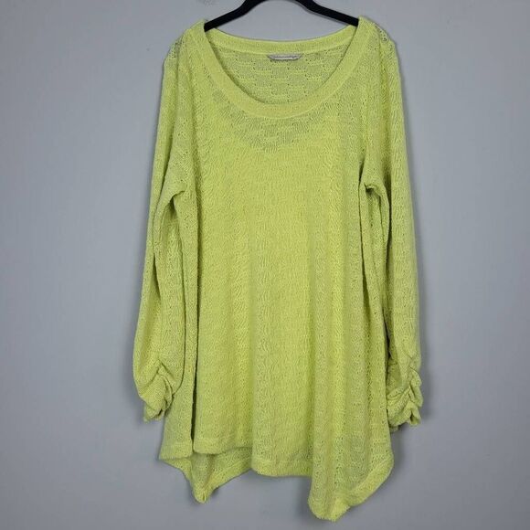Soft Surroundings Womens Asymmetrical Sweater Cami Set Lime Green Size XL Brat - Picture 1 of 8